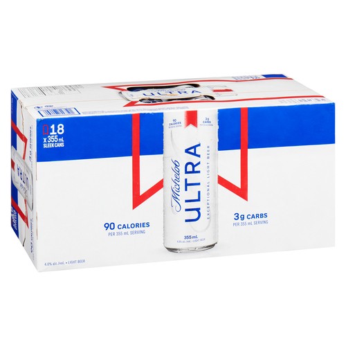 Michelob Ultra Beer 4% Alcohol 18 x 355 ml (cans)