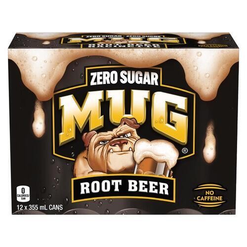 Mug Zero Sugar No Caffeine Soft Drink Root Beer 12 x 355 ml (cans)