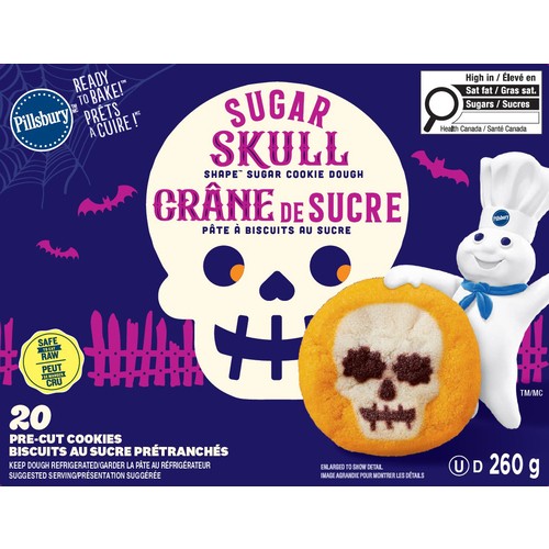 Pillsbury Ready to Bake Sugar Cookie Dough Skull Shape 260 g