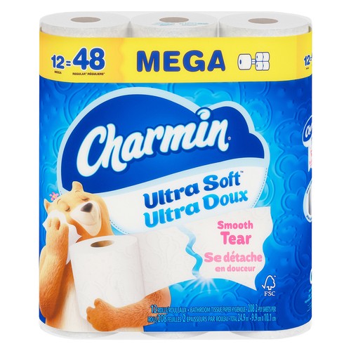 Charmin Toilet Paper Ultra Soft 2-Ply 12 Rolls x 208 Sheets