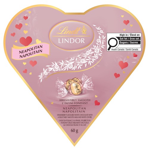 Lindt Lindor Strawberry Flavoured White Chocolate with a Delectably Smooth Milk and White Centre Neapolitan 60 g