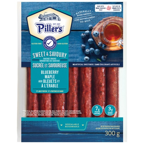 Pillers Sausage Snacks Sweet & Savory Blueberry Maple 300 g
