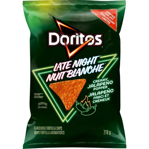 Doritos Late Night Tortilla Chips Creamy Jalapeño Popper Flavoured 210 g