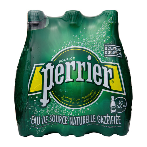 Perrier Natural Spring Water Carbonated 6 x 500 ml (bottles)
