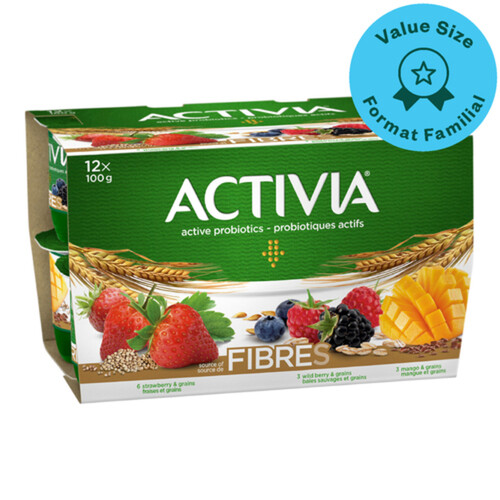 Activia Probiotic Yogurt Strawberry Wildberry Mango Value Size 12 x 100 g