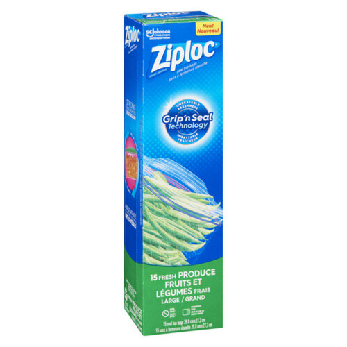 Ziploc Grip 'n Seal Technology Large Vegetable Bags 15 Count