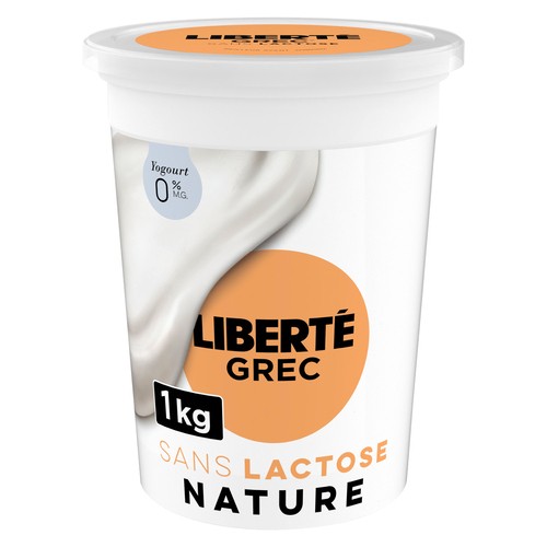 Liberté Grec Yogourt 0 % nature élevée en protéines sans lactose 1 kg