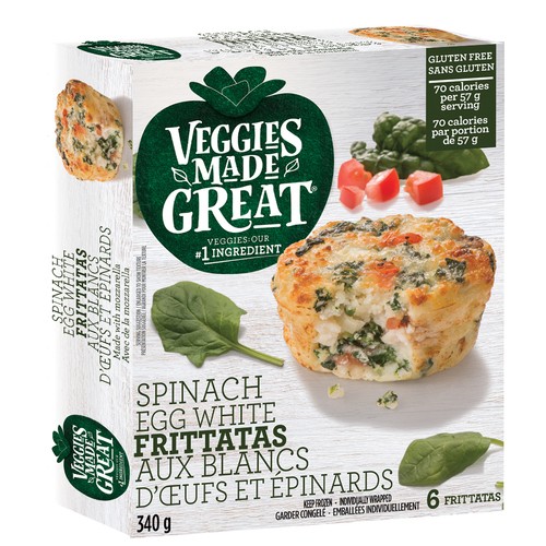 Veggies Made Great Gluten-Free Frozen Spinach Egg White Frittatas 340 g