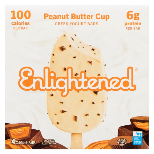 Enlightened Greek Yogurt Ice Cream Bars Peanut Butter Cup 4 Pack