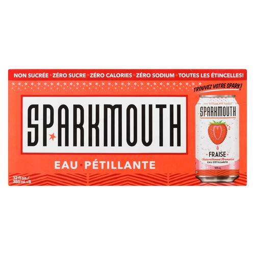 Sparkmouth Sparkling Water Strawberry 8 x 355 ml (cans)
