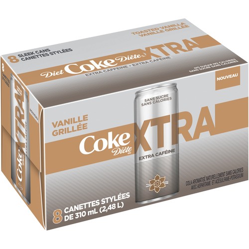Coca-Cola Diet Coke Soft Drink Xtra Toasted Vanilla Cans 8 x 310 ml