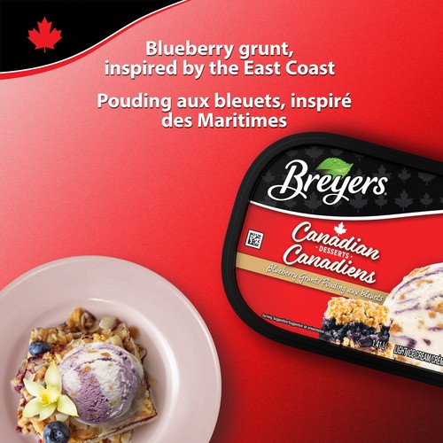 Breyers Canadian Desserts Blueberry gunt Light Ice Cream Locally Inspired 1.41 L