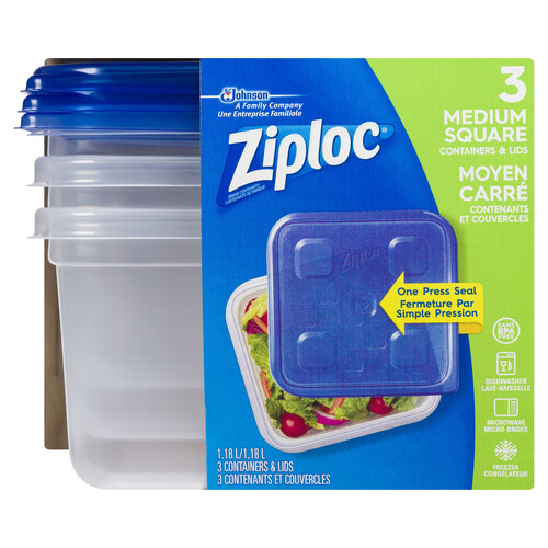 Ziploc Containers Medium Square 3 Count