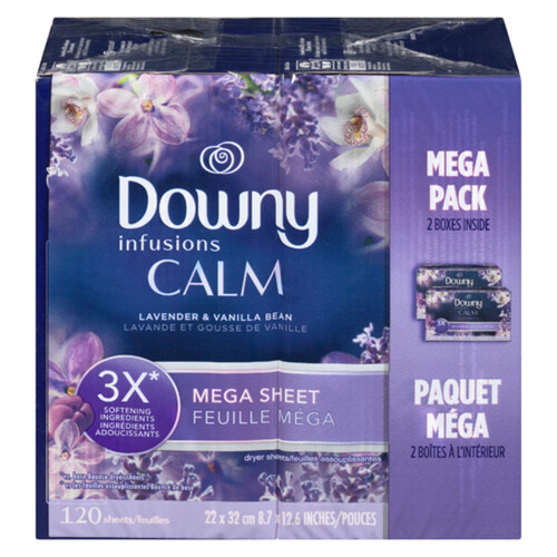 Downy Infusion Fabric Sheets Calm Lavender & Vanilla Bean 120 Count