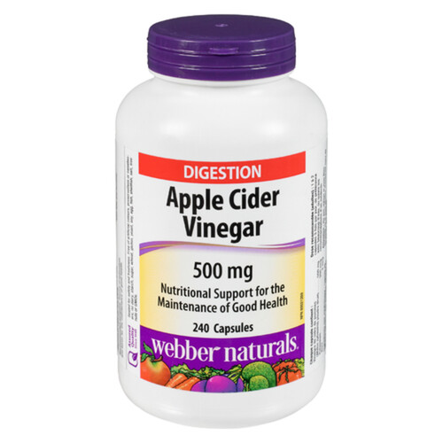 Webber Naturals Supplement Apple Cider Vinegar 500 mg 240 Capsules