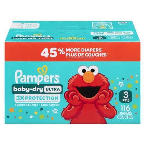 Pampers Baby-Dry Diapers Mega XL  Size 3 116 Count