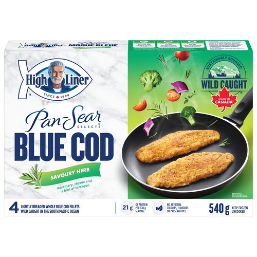 High Liner Frozen Pan Seared Savoury Herb Breaded Cod 4 Fillets 540 g