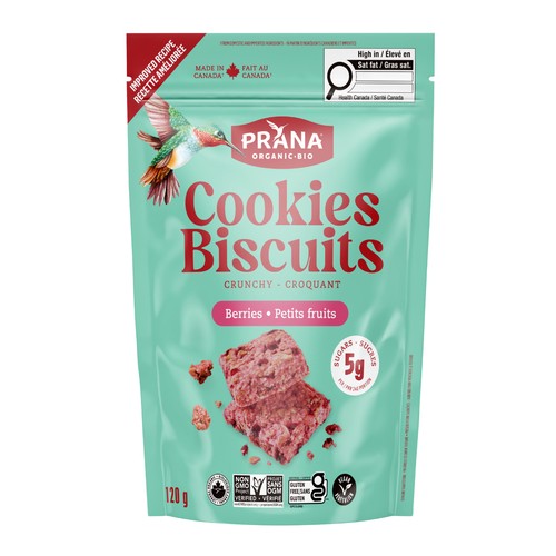 Prana Biscuits carrés croquants petits fruits biologiques 120 g