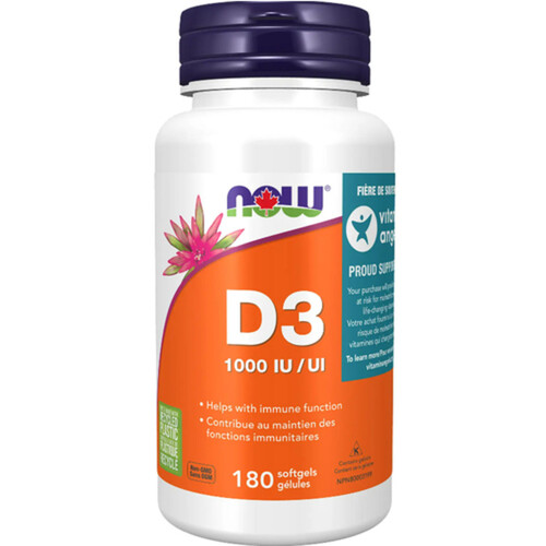 Now Vitamin D3 1000 IU Softgels 180 Count