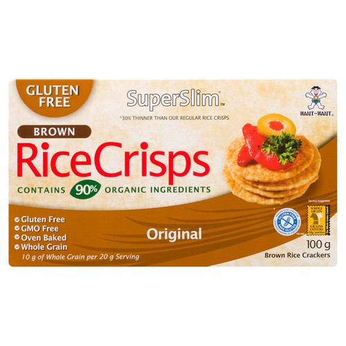 Want Want SuperSlim Gluten-Free Brown Rice Crisps Original 100 g