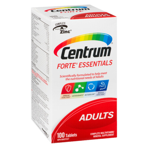 Centrum Multivitamin Multimineral Supplement Forte Essentials Adults 100 Count