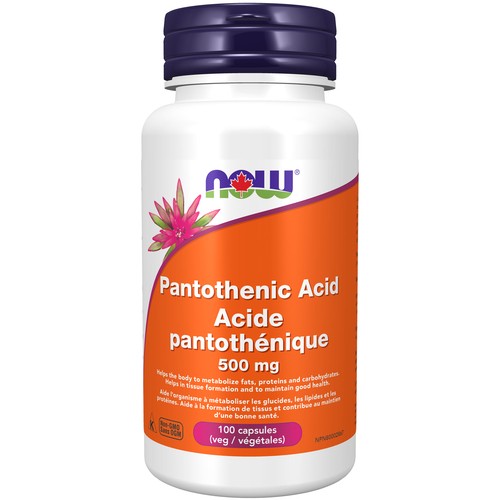 Now Pantothenic Acid 500 mg Capsule 100 Count
