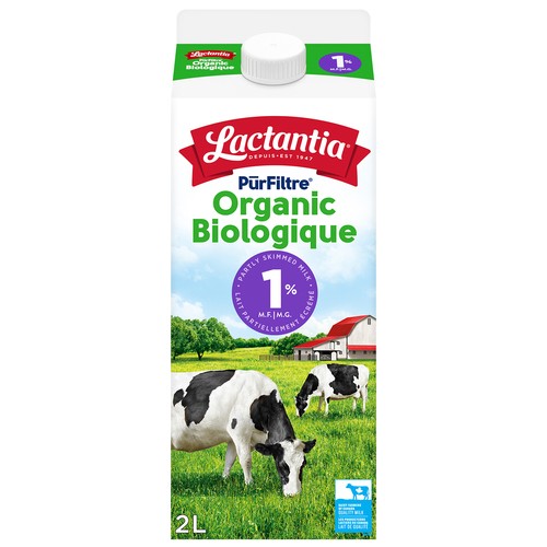 Lactantia PurFiltre Organic 1% Milk Partly Skimmed 2 L