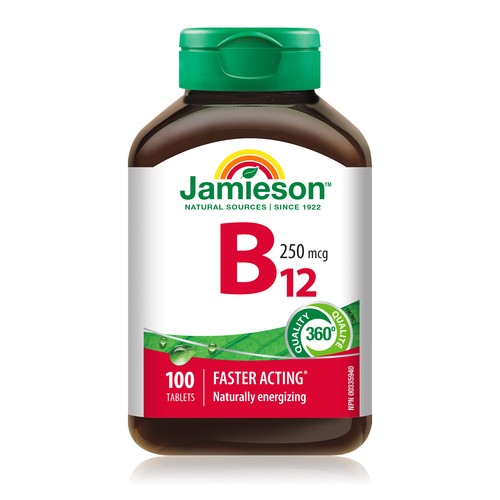 Jamieson Vitamin B12 Supplement 250 mg Tablets 100 Count