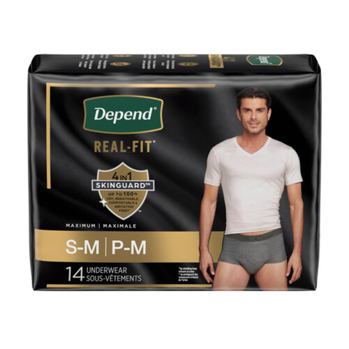 Depend Real Fit Men Underwear Grey Small/Medium 14 Count