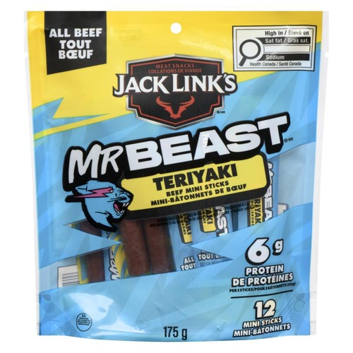 Jack Link's MrBeast Beef Mini Sticks All Beef Teriyaki 175 g