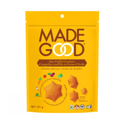 MadeGood Gluten-Free Organic Crackers Star Puffed Cheddar 121 g