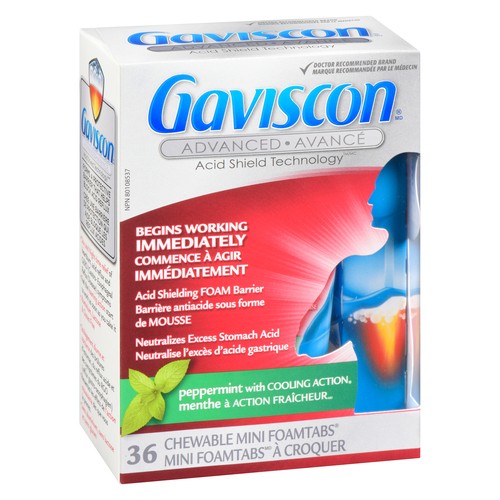 Gaviscon Advanced Antacid Chewable Foamtabs Peppermint 36 EA