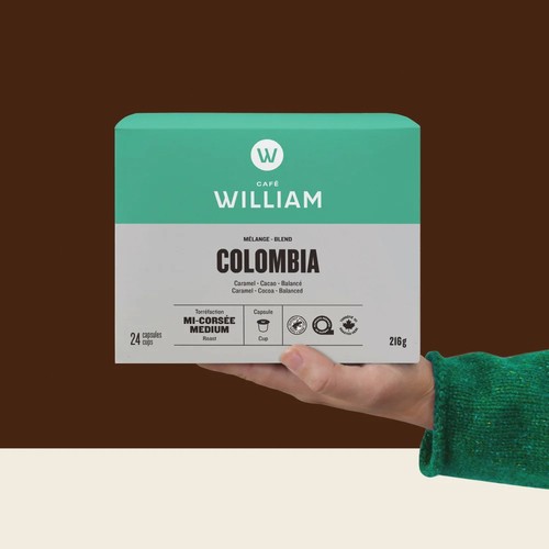 Café William Coffee Pods Medium Roast Colombia 24 K-Cups 216 g