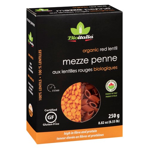 Bioitalia Organic Pasta Mezze Penne Red Lentil 250 g