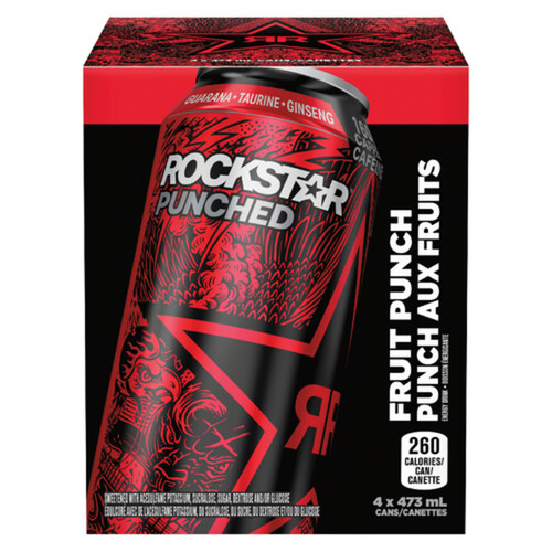 Rockstar Energy Drink Fruit Punch 4 X 473ml (cans)