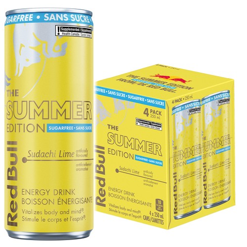 Red Bull Sugar-Free Energy Drinks The Summer Edition Sudachi Lime 4 x 250 ml (cans)