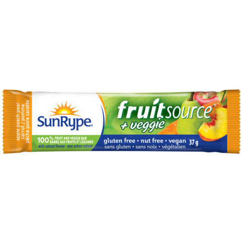 SunRype Fruitsource 100% Fruit and Veggie Bar Apple Peach Pear Carrot 37 g