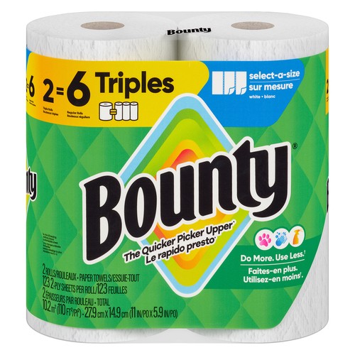 Bounty Paper Towel 2-Ply 2 Triple Rolls x 123 Sheets 