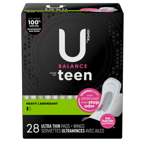 U By Kotex Teen Extra Absorbency Ultra Thin Pads With Wings 28 Pads 28 Ea, Shop