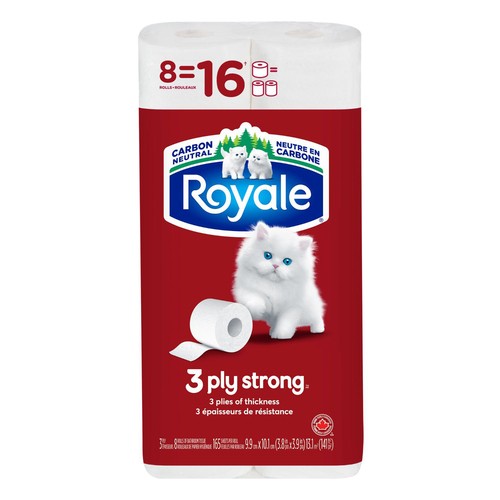 Royale Toilet Paper Strong 3-Ply 8 Rolls x 165 Sheets 