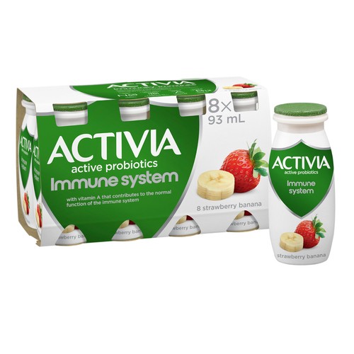 Activia Drinkable Probiotic Strawberry Banana  8 x 93 ml