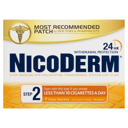 Nicoderm Step 2 Anti-Smoking Aid 14 mg 7 Clear Patches