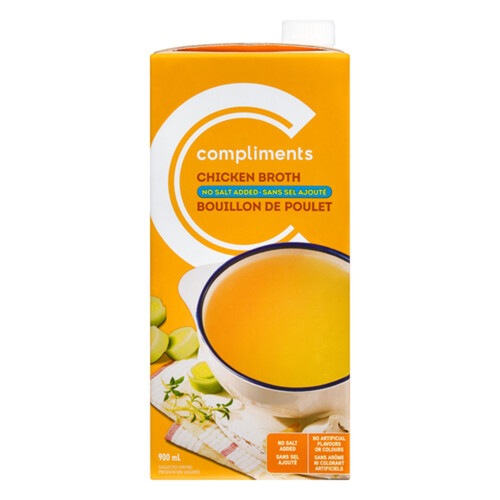 Compliments Broth No Salt Added Chicken 900 ml