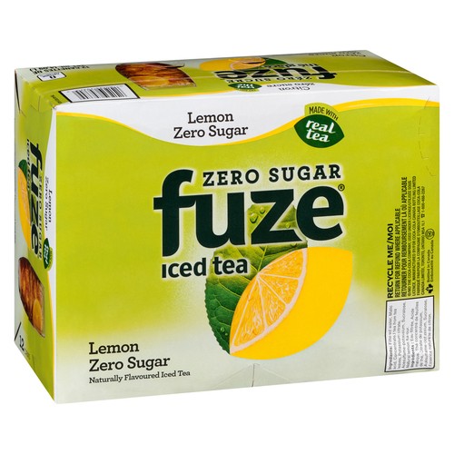 Fuze Naturally Flavoured Iced Tea Zero Sugar Lemon 12 x 341 ml (cans)