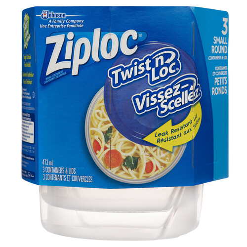 Ziploc, Twist N Loc Food Storage Meal Prep Containers, Small Round