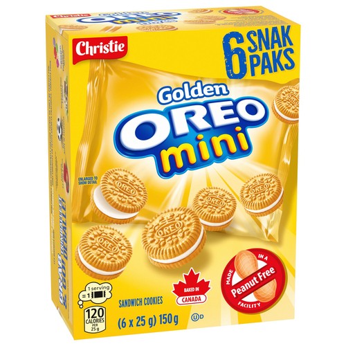 Oreo Mini Snak Pak Sandwich Cookies Golden  6 x 25 g