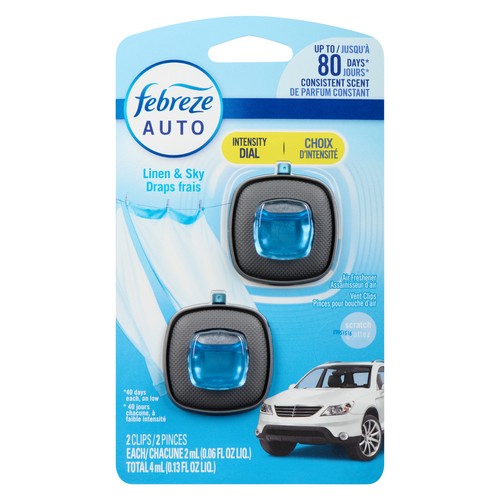 Febreze Auto Air Freshener Linen & Sky 2 Pack 4 ml