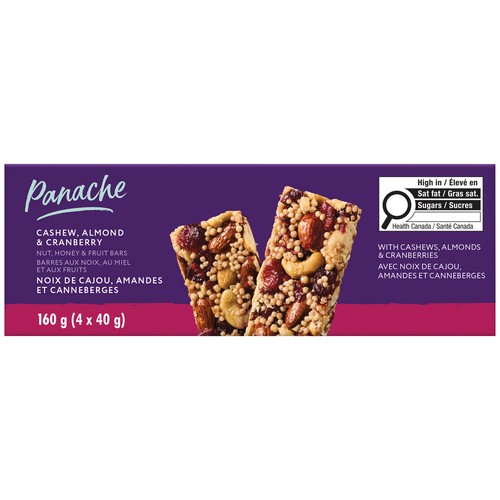 Panache Bars Honey Fruit Cashew Almonds & Cranberries 4 x 40 g