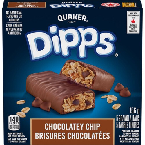 Quaker Dipps Granola Bars Chocolate Chip 156 g