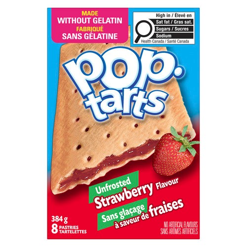 Kellogg's Pop Tarts Pastries Unfrosted Strawberry 8 x 48 g